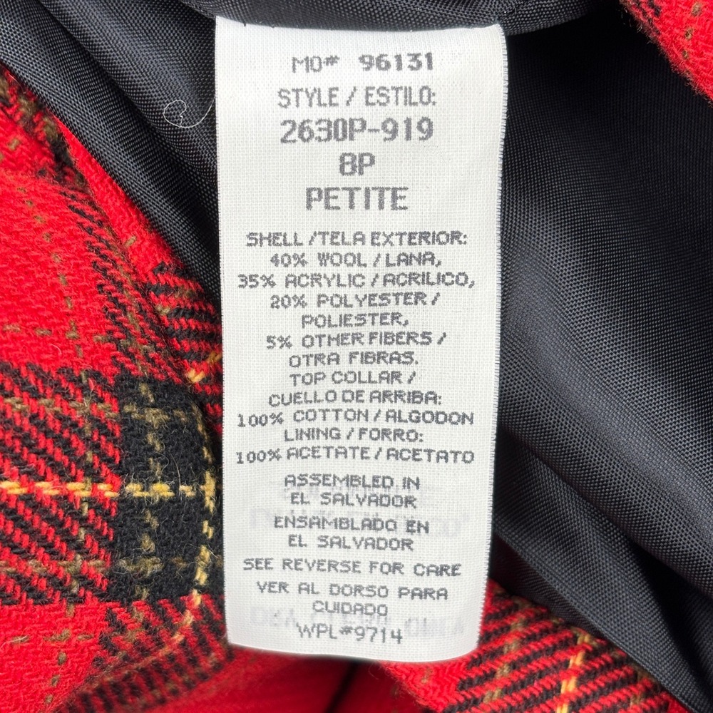 Sag Harbor Blazer Womens 8P Wool Blend Plaid Velvet Collar - Picture 5 of 7